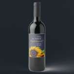 Will you be my bridesmaid sunflowers navy proposal wine label<br><div class="desc">Personalized will you be my bridesmaid, maid of honour, flower girl editable text wine bottle label featuring elegant rustic yellow golden sunflower on dark midnight navy blue chalkboard background. A perfect bridesmaid proposal gift for your sunflower summer night or autumn fall | elegant rustic country | outdoor backyard themed wedding....</div>