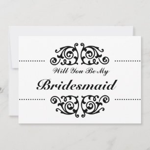 Will You Be My Bridesmaid Swirl Black & White Dots Invitation