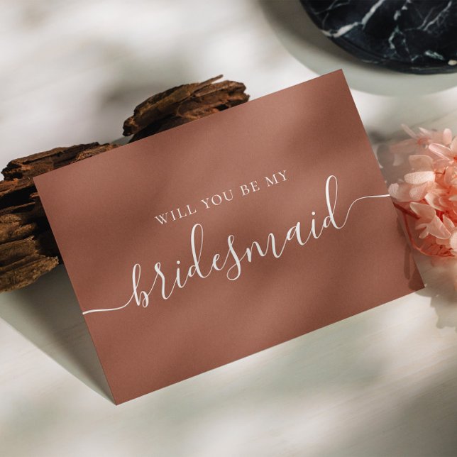 Will you be my bridesmaid. Terracotta fall script Invitation Postcard (Creator Uploaded)