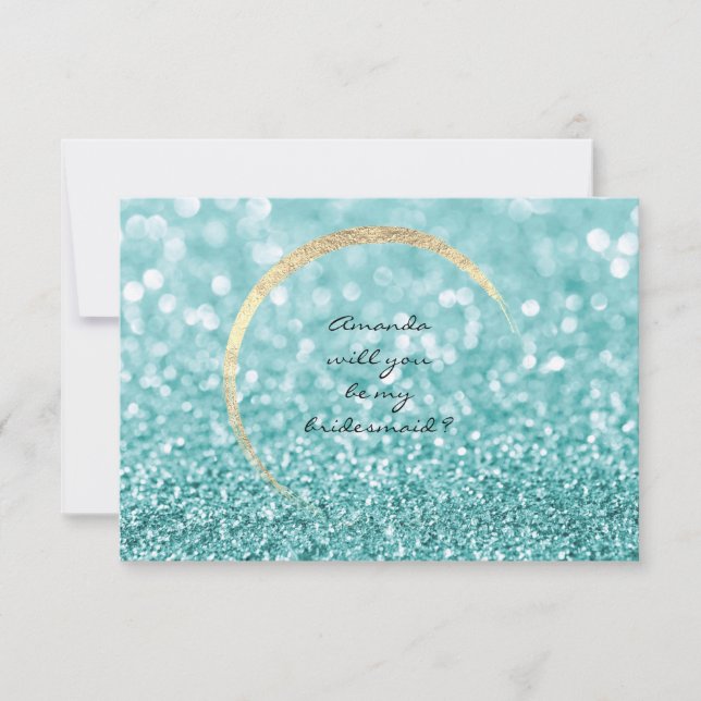 Will You Be My Bridesmaid Tiffany Gold Glitter VIP Invitation