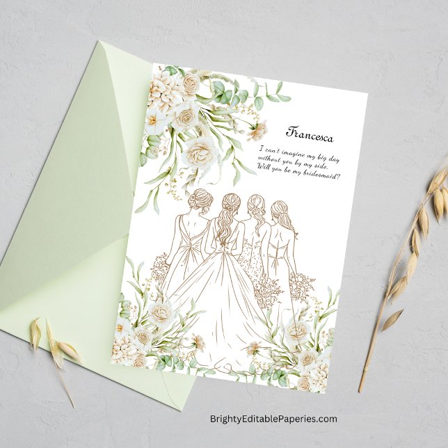 Will You Be My Bridesmaid? Tropical Pampas Grass  Invitation (Tropical Bonds: Will You Be My Bridesmaid in Our Pampas Paradise?)
