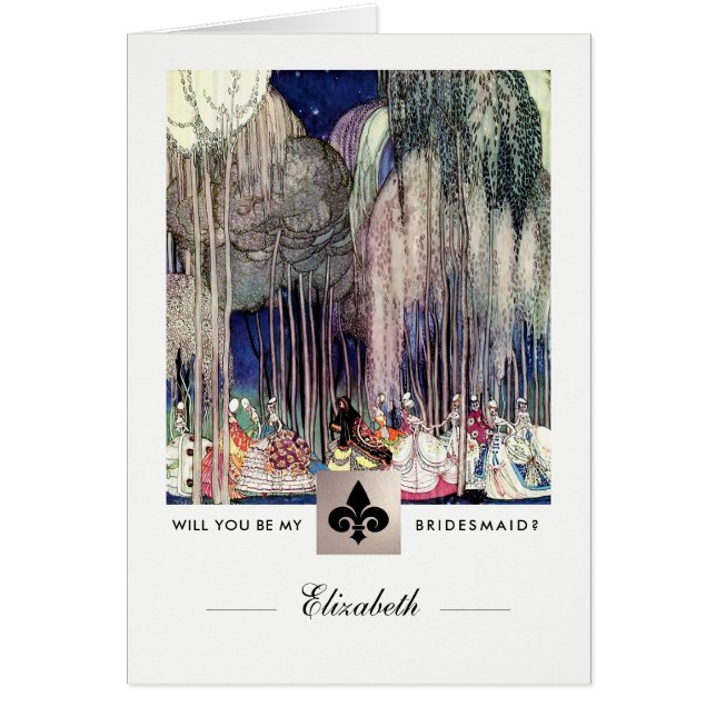 Will you be my Bridesmaid? Vintage Art Card (Front)