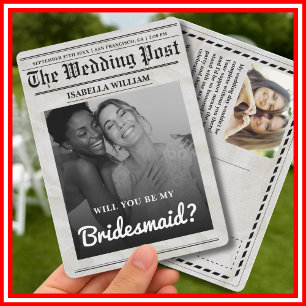 Will You Be My Bridesmaid Vintage Newspaper Invitation