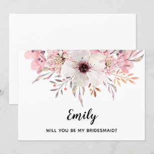 Will You Be My Bridesmaid? Watercolor Floral Card