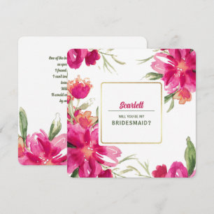 Will you be my Bridesmaid? Watercolor Floral Invitation