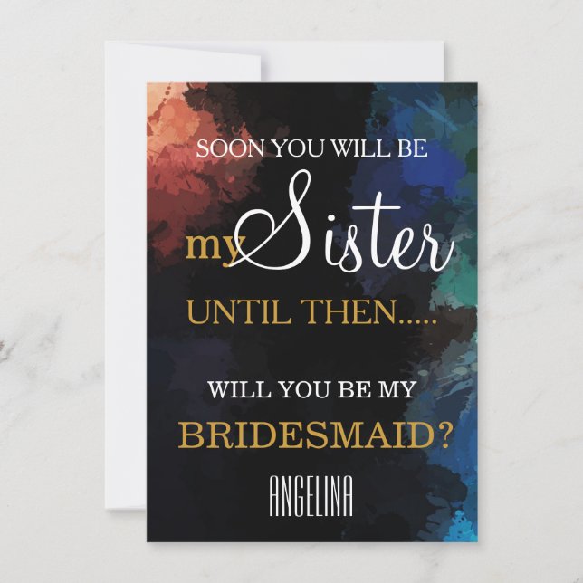 Will you be my bridesmaid? Watercolor Invitation (Front)