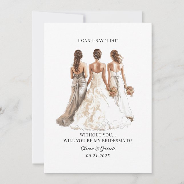 Will You Be My Bridesmaid? Watercolor Proposal Invitation (Front)
