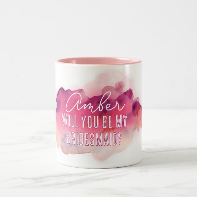 will you be my bridesmaid watercolour mug (Center)