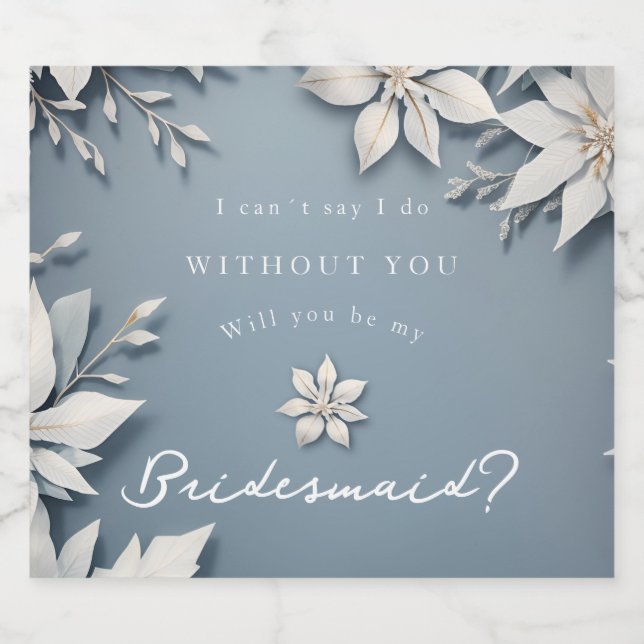will you be my bridesmaid winter sparkling wine label (Single Label)