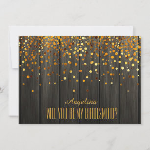 Will you be my bridesmaid? Wooden Background Invitation