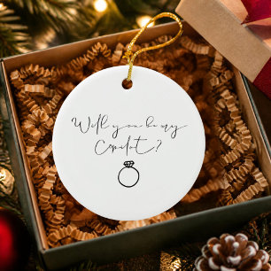 Will You Be My Copilot Pilot Engagement Christmas Ceramic Ornament