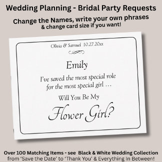 Will You Be My Flower Girl? Black & White Card