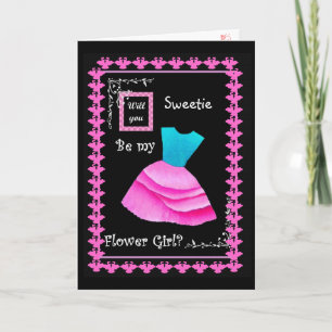 Will You Be My Flower Girl? BLUE & PINK Dress Invitation