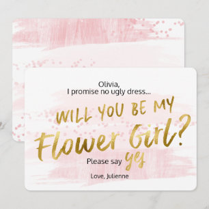 Will you Be my Flower Girl Blush & Gold Watercolor Invitation