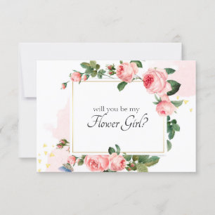 Will You Be My Flower Girl Blushing Pink Rose