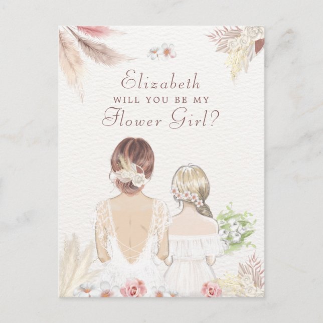 Will You Be My Flower Girl Bridesmaid Proposal  Postcard (Front)