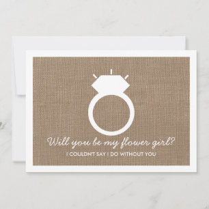 Will You Be My Flower Girl? Burlap Ring Card