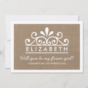 Will You Be My Flower Girl? Burlap Tiara Card