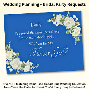 Will You Be My Flower Girl?  Cobalt Blue & White