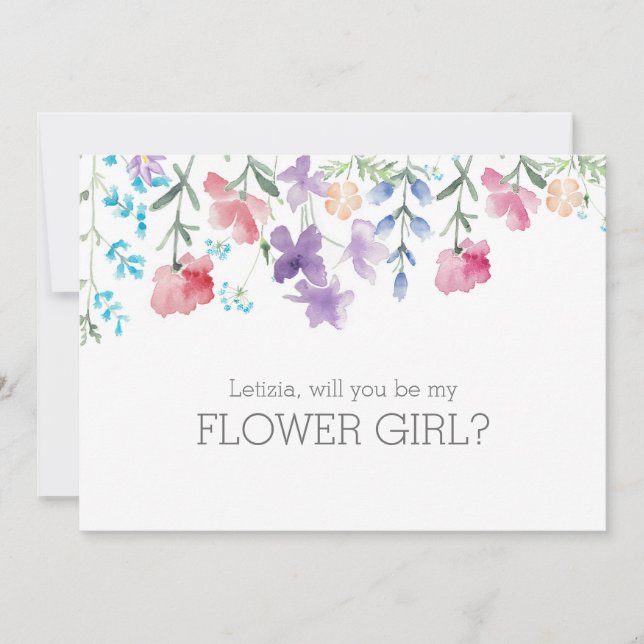 Will You Be My Flower Girl Colourful Floral Invitation (Front)