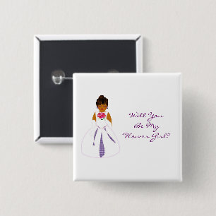 "Will You Be My Flower Girl" Customizable 2 Inch Square Button