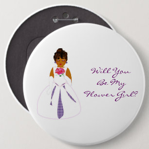 "Will You Be My Flower Girl" Customizable 6 Inch Round Button
