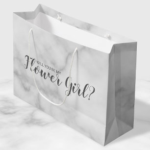 Will You Be My Flower Girl? Elegant Marble Script Large Gift Bag