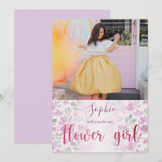 Will you be my Flower Girl Floral Watercolor (Front/Back)