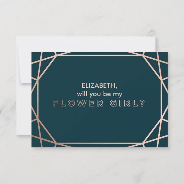 Will you Be my Flower Girl Gemstone Geometric Invitation (Front)