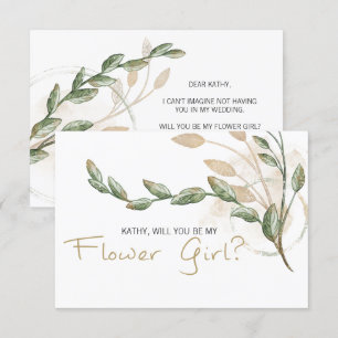 Will You Be My Flower Girl Gold Sage Green