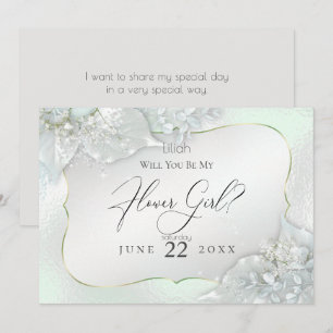 Will You Be My Flower Girl Honeydew Shimmer Invitation