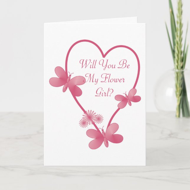 Will You Be My Flower Girl Invitation Pink Heart (Front)