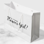 Will You Be My Flower Girl? Modern Proposal Large Gift Bag<br><div class="desc">"Will You Be My Flower Girl?" Modern Proposal Gift Bag
features title "Will You Be My Flower Girl?" in black modern script font style on white background.</div>