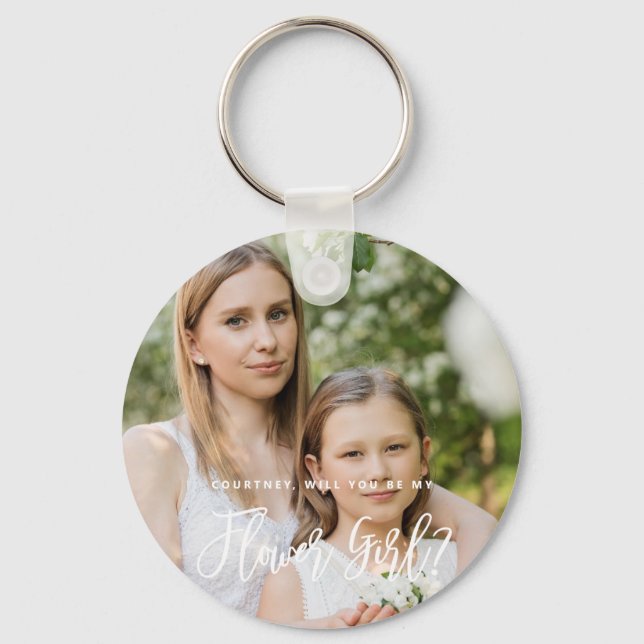 Will You be my Flower Girl Photo Keyring (Front)