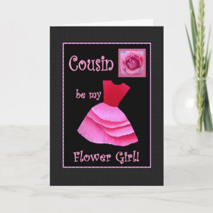 Will You Be My Flower Girl? Pink  Dress and Rose Invitation