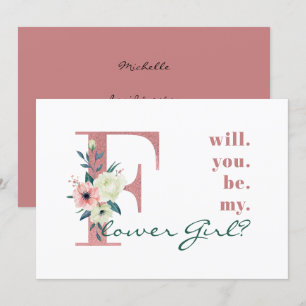 Will you be my Flower Girl Pink Floral Letter Invitation