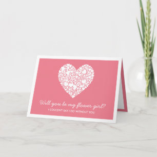 Will You Be My Flower Girl? Pink Heart Card
