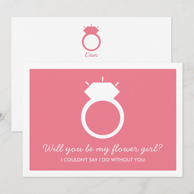 Will You Be My Flower Girl? Pink Ring Card (Front/Back)