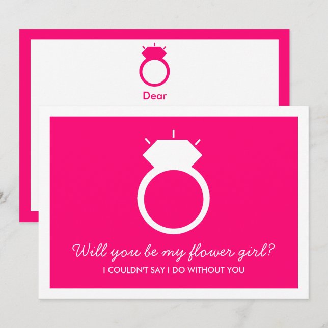 Will You Be My Flower Girl? Pink Ring Card (Front/Back)