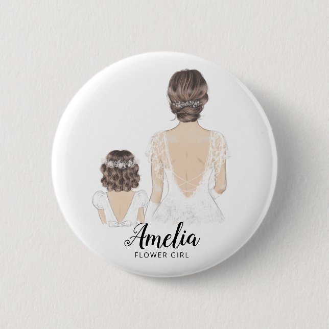 Will You Be My Flower girl Proposal Badge 2 Inch Round Button (Front)