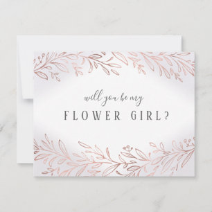 Will you be my flower girl Rose gold botanical Invitation