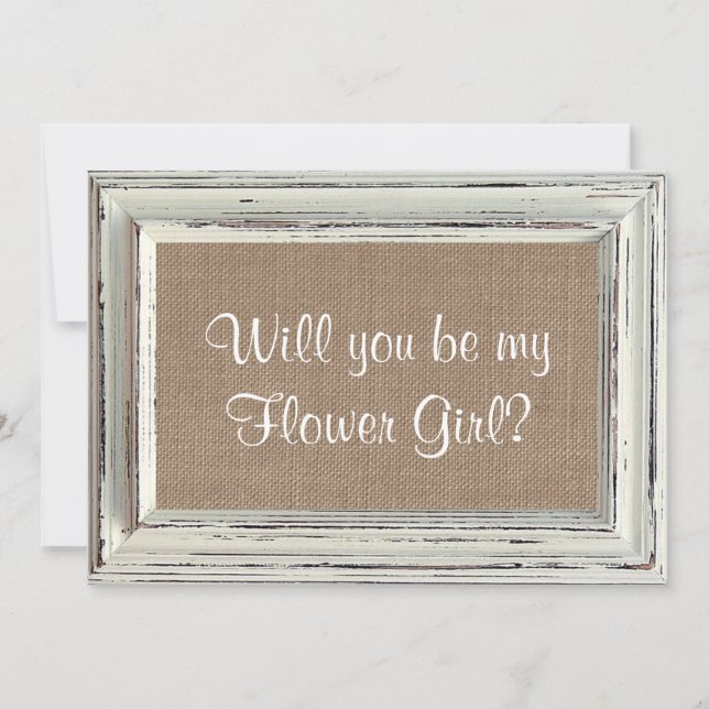 Will You Be My Flower Girl? Rustic White Frame Invitation (Front)