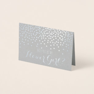 Will You Be My Flower Girl Silver Foil Wedding Card