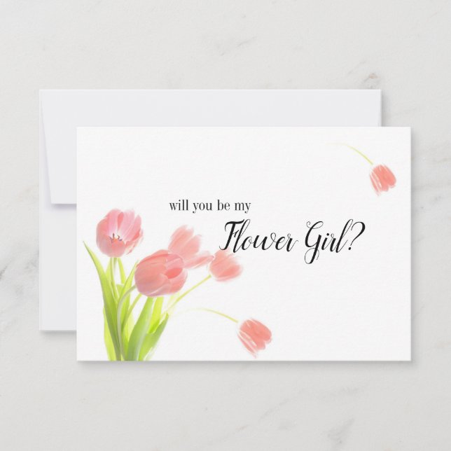 Will You Be My Flower Girl Soft Pink Tulips (Front)