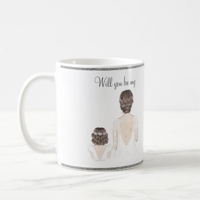 Will You Be My Flower Girl Watercolor Coffee Mug (Left)