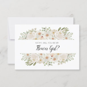 Will You Be My Flower Girl White Floral Elegant