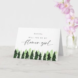 Will you be my Flower Girl Winter Pine Tree Card