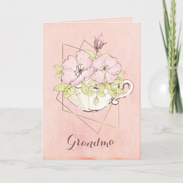Will You Be My Flower Grandma Pretty Pink Wedding Card (Front)