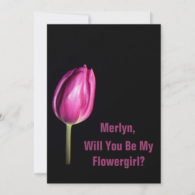Will You Be My Flowergirl Pink Tulips Wedding Invitation (Front)
