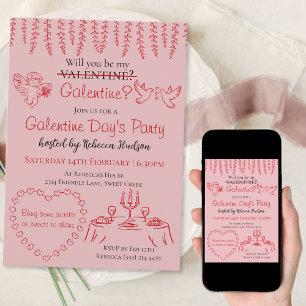 Will You Be My Galentine? Galentine Day's Party Invitation